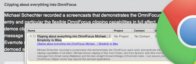 OmniFocus clipping from Chrome