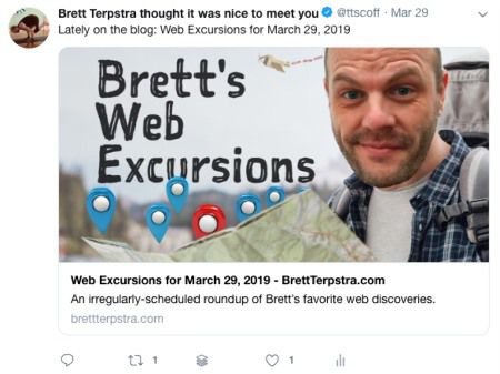 The Twitter Card for my last Web Excursions post
