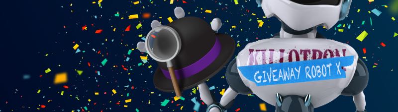 Giveaway Robot with Alfred 5 icon, confetti background