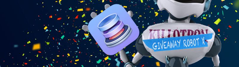 Giveaway Robot with Dropzone icon, confetti background