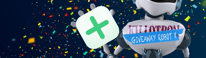 Giveaway Robot with Tally icon, confetti background